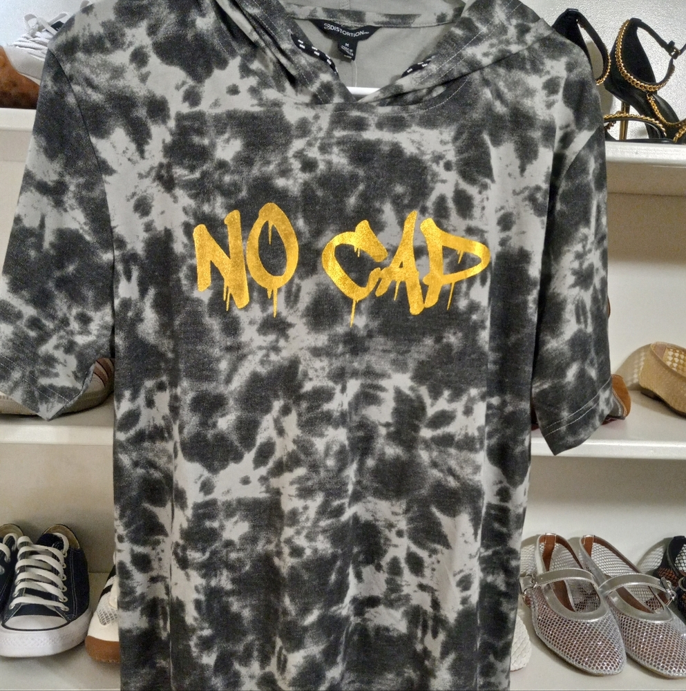 No Cap Tie-Dye Hoodie - Black / Gray and Gold
